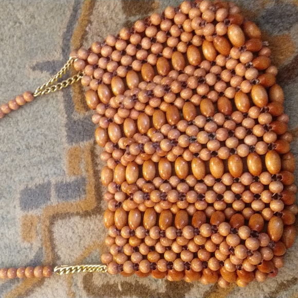 Vintage wooden beaded bag made in Japan - Picture 3 of 4